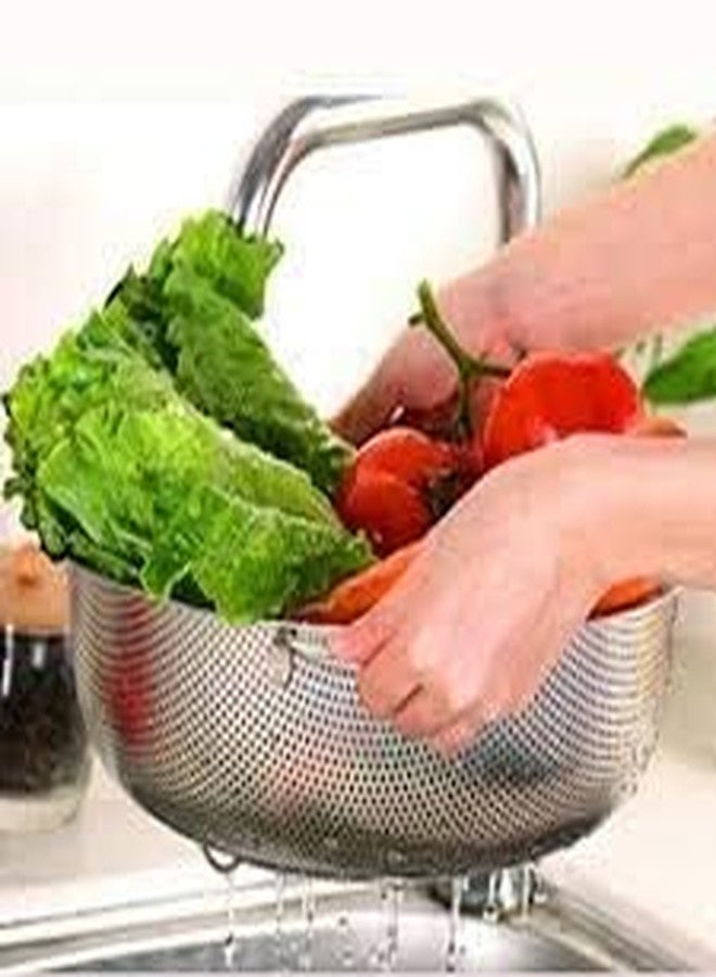 COYRASTH Stainless Steel Colander Strainer - Micro-Perforated Drainer Basket for Pasta, Noodles, Vegetables, Fruits, Beans, and Grains - Durable Washing Filter with Sturdy Handles - Image 2